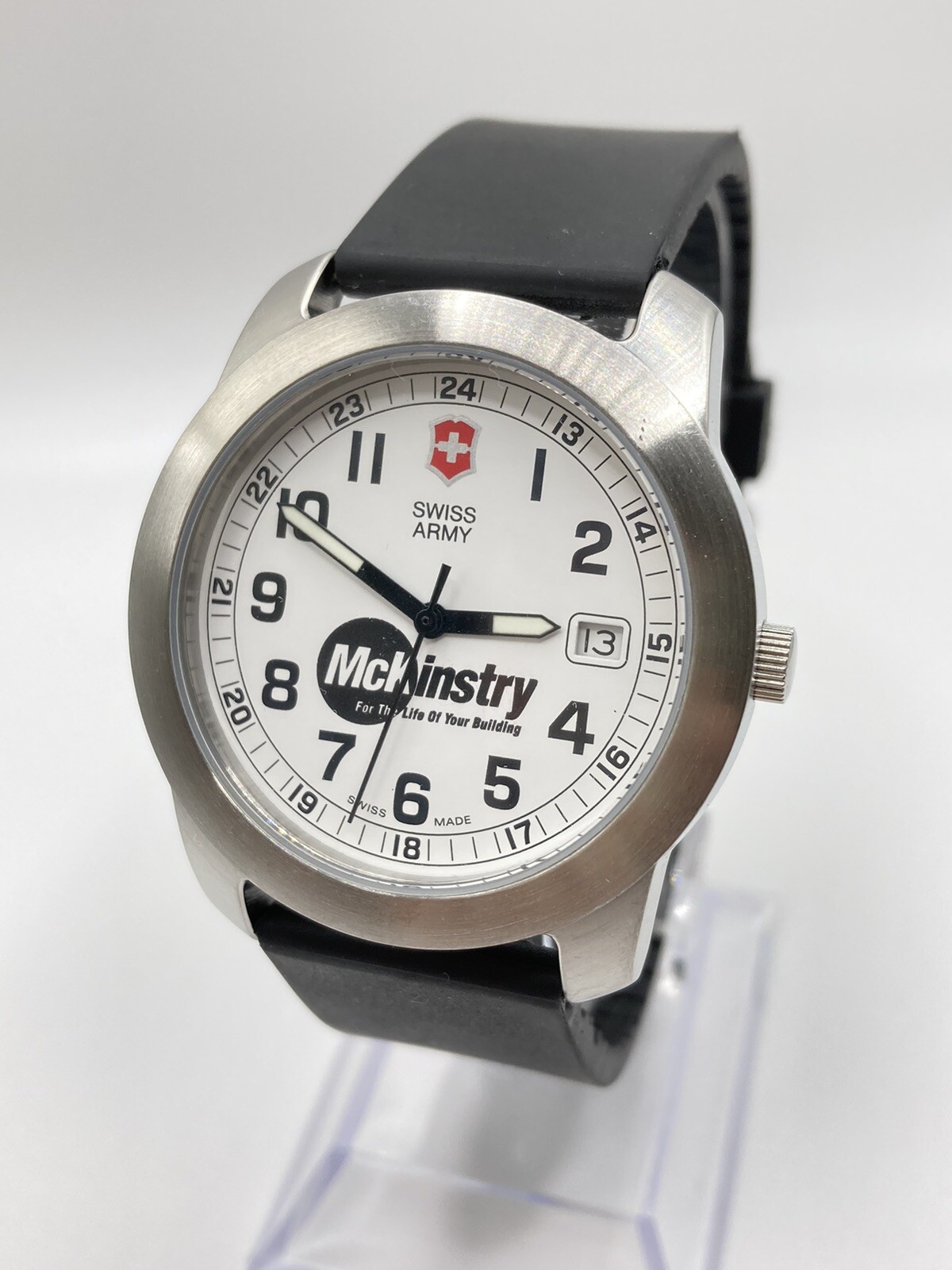 Vintage Original Swiss Army Voctorinox Date Dial Black Resin Band Watch