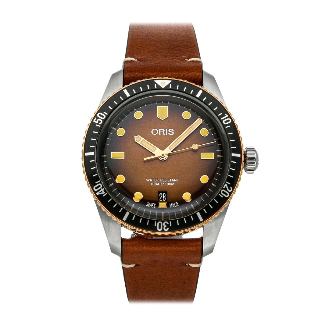 Oris Divers Sixty-Five 40mm Brown Sunset Dial Bronze Bezel 01 733 7707 4356 New