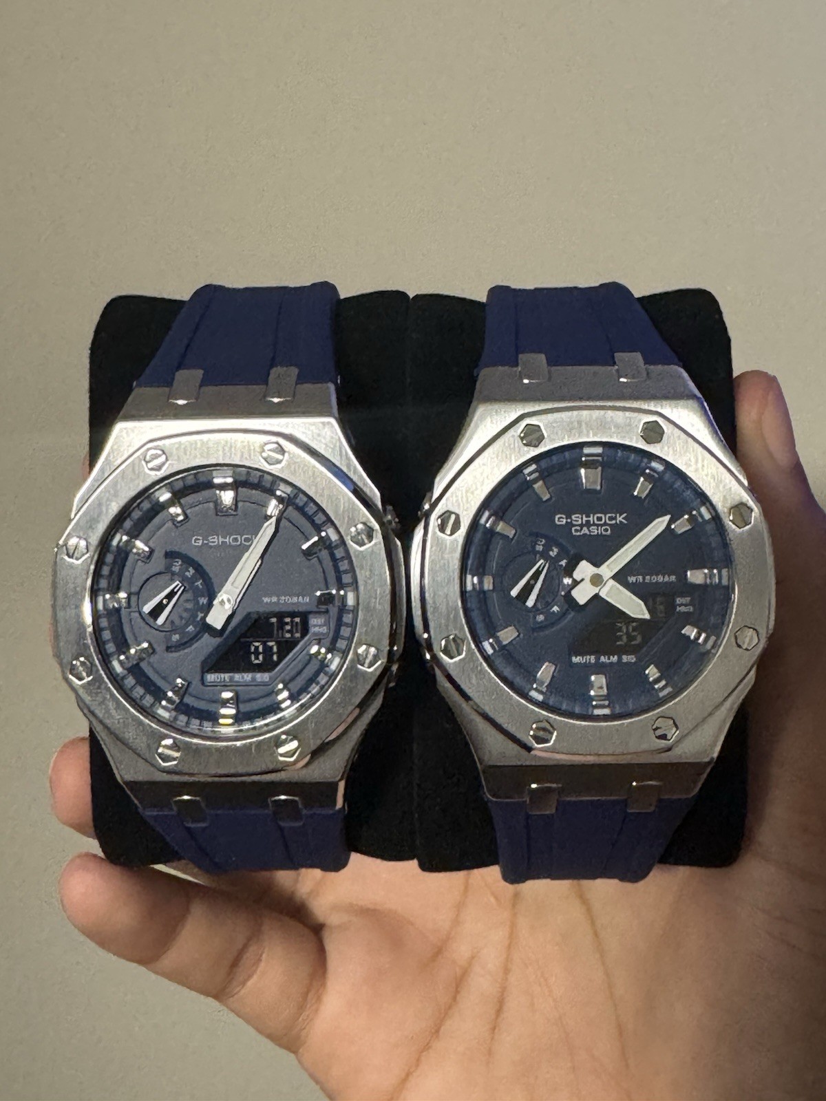 🌟 G-SHOCK GA-2100 METAL DUO – SILVER & BLUE ⚙️