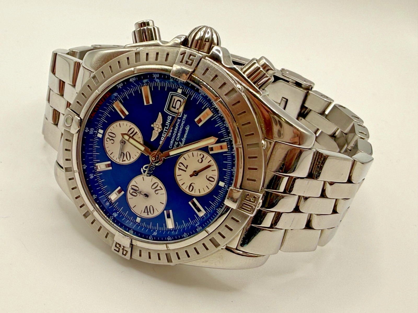 BREITLING Mens Watch A13356 CHRONOMAT EVOLUTION Automatic 44mm, Blue Dial