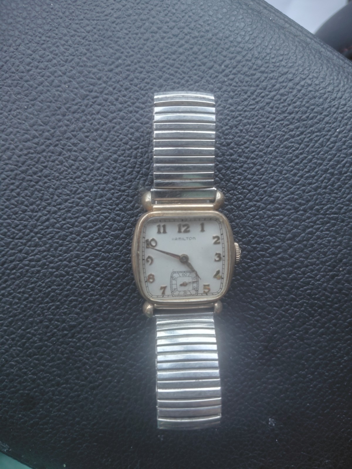Serviced Vintage 10K gold filled Hamilton men’s wrist watch, 17J, Mov#987A