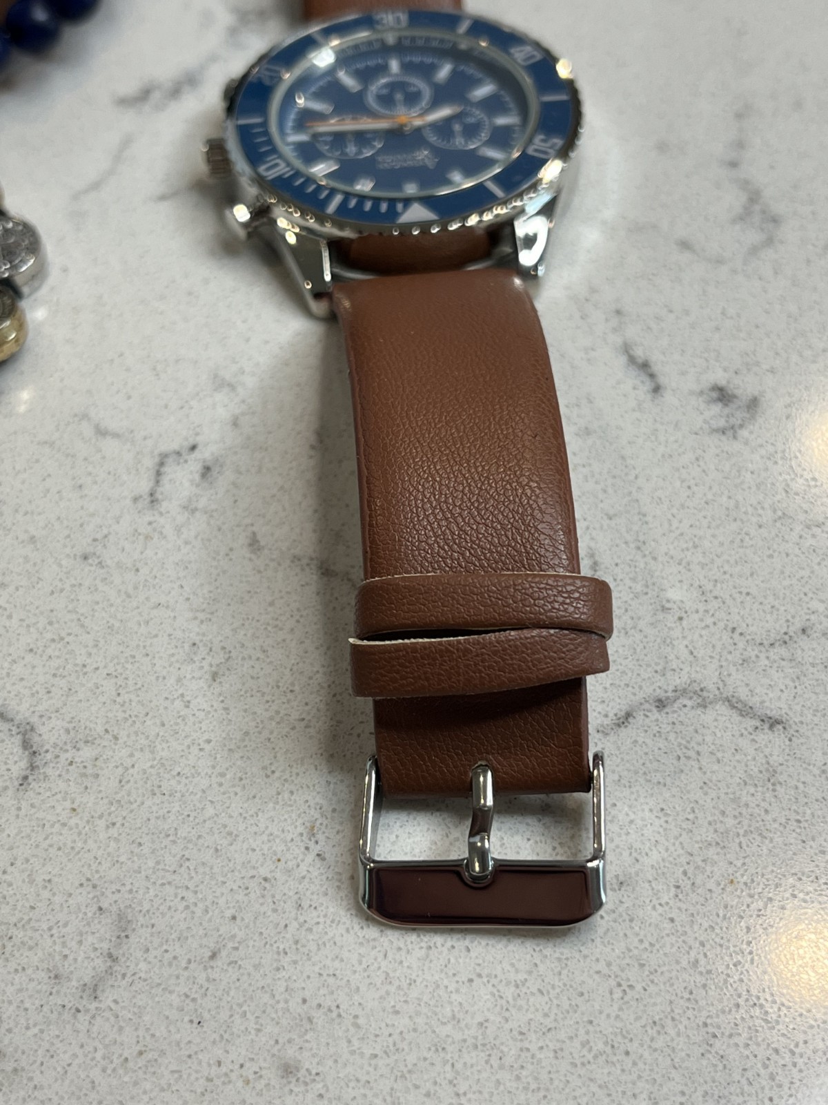 American Exchange Men’s Ocean Blue Metal Alloy Watch & 4 Bracelet Gift Set NIB