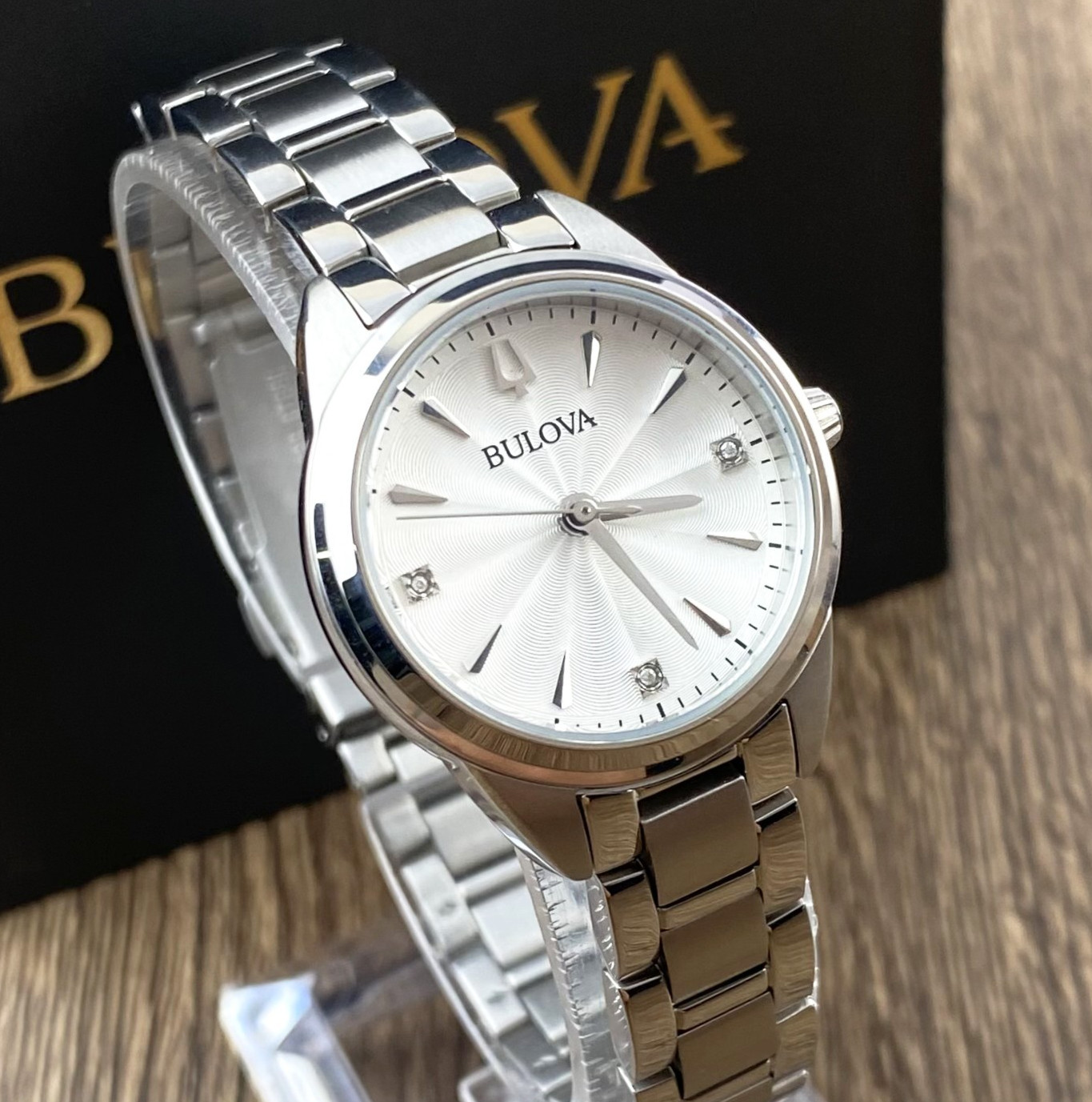 Bulova Sutton 96P219 Diamonds White Dial Stainless Steel Women’s Watch