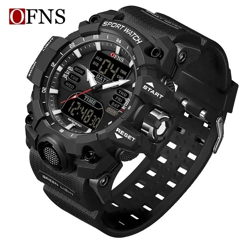 OFNS Men’s Watch: Dual Display, Waterproof, Sport, Military, Alarm, Chrono
