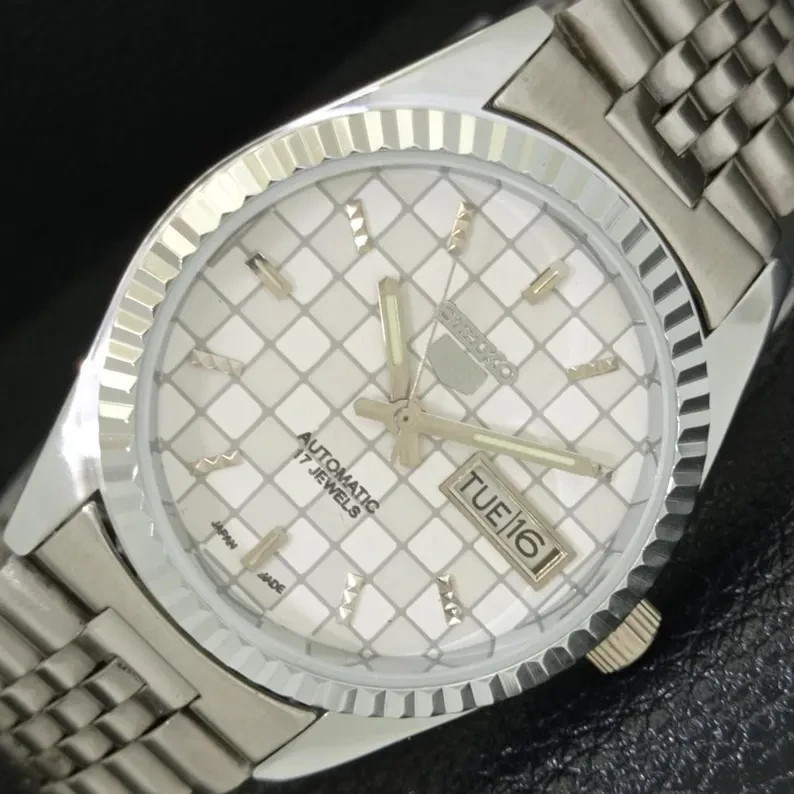 Vintage Seiko 5 6309a Automatic Refurbished Japan Mens Day/Date White Color Dial
