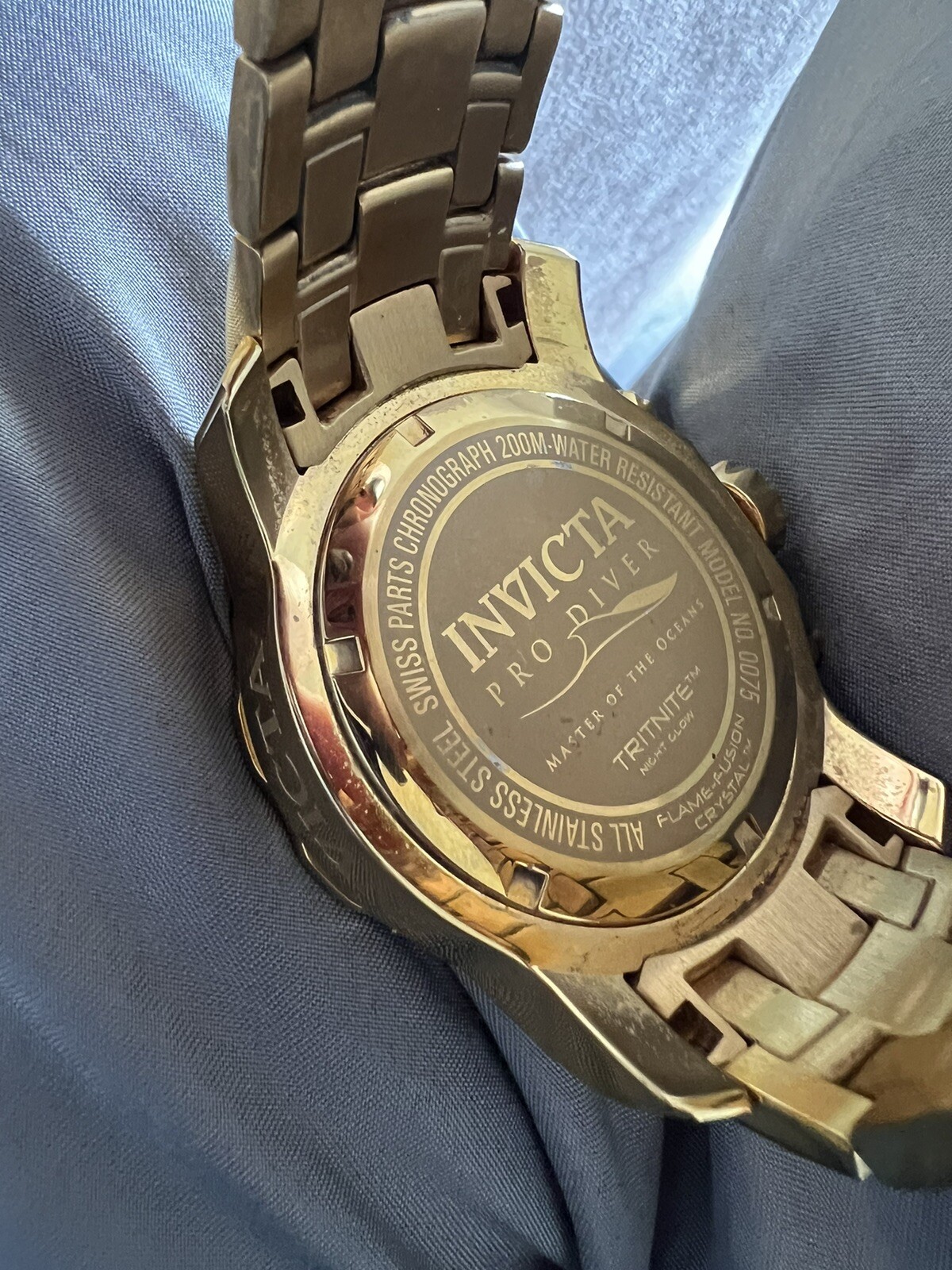 Invicta Men’s Watch 0075 Pro Diver Collection Chronograph Green Gold #8096