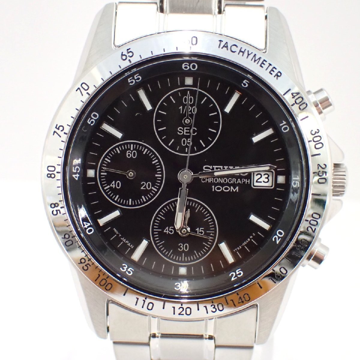 SEIKO 7T92-0DW0 SND367Chronograph Quartz Black Dial Watch 10BAR tested : Y10256