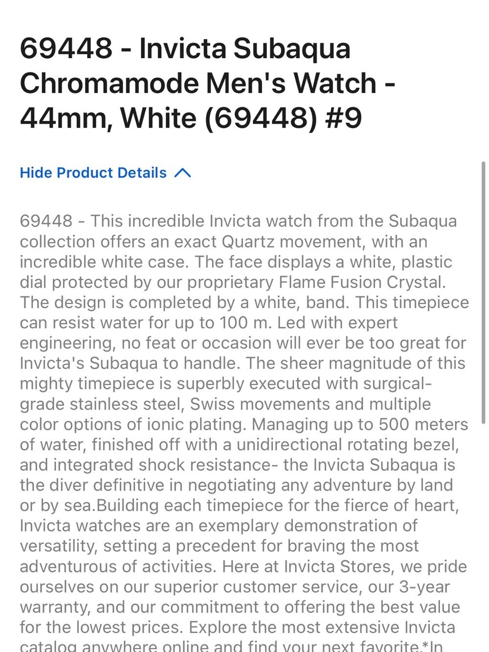 Invicta men’s Subaqua 44 mm 69448 Chromamode Watch with Multicolor Hands