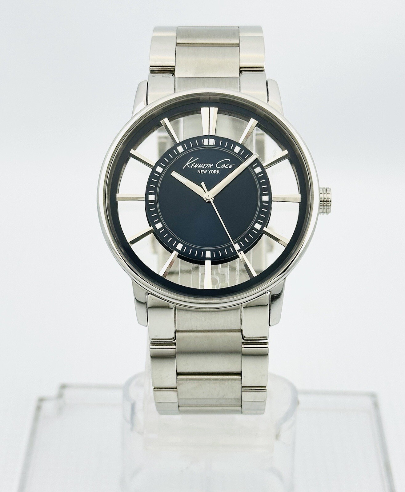 Kenneth Cole Men’s KC3993 Dark Blue Dial Transparency See-Thru Stainless Watch