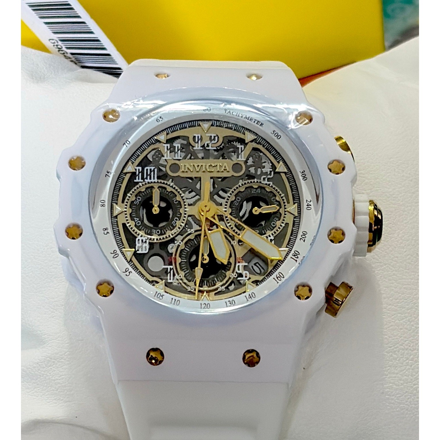 Invicta Racing 69649 Men’s 44mm White Gold Quartz Chronograph Watch New Box