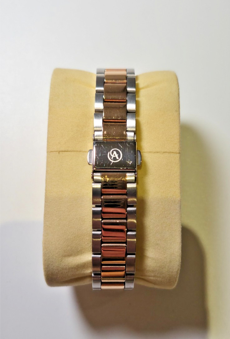 Accurist Two Tone & Crystal Bezel Shell Effect Dial Womans Quartz Wrist Watch