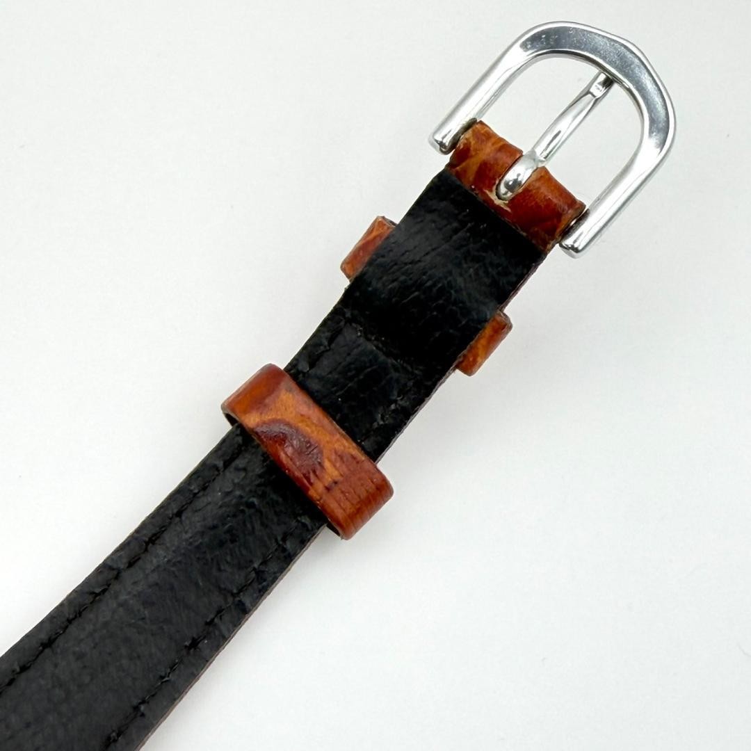 Casio Oval Watch, Battery Replaced, Gold, Genuine Leather Strap, Brown, Working