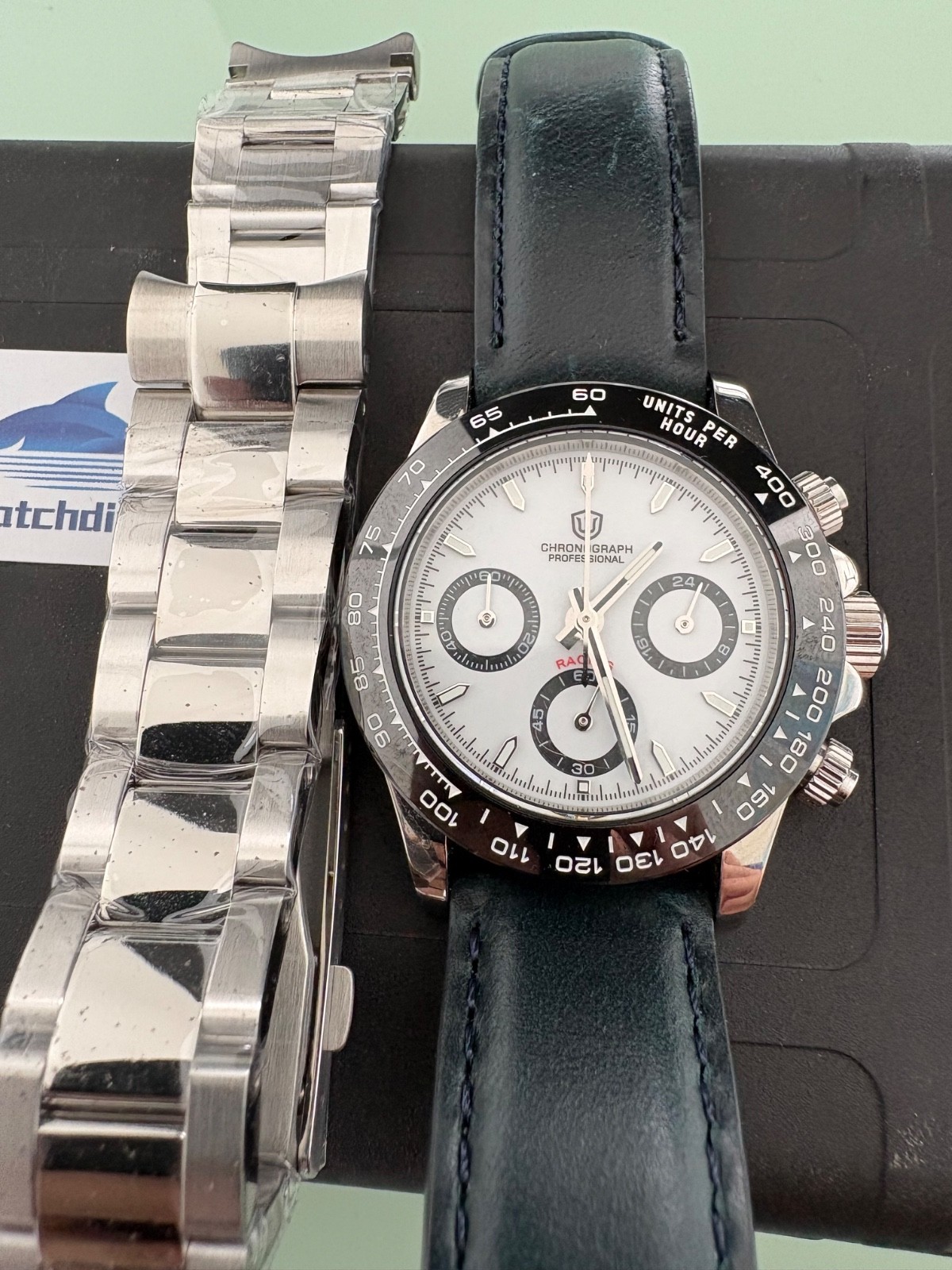 Watchdives Mens Chronograph 39mm Sapphire 100m Watch VK63 BOXED