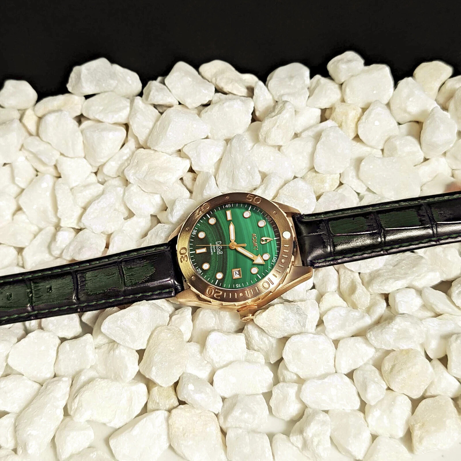 Aquacy Bronze Men’s Malachite Dial Watch Automatic 200M Miyota Movement