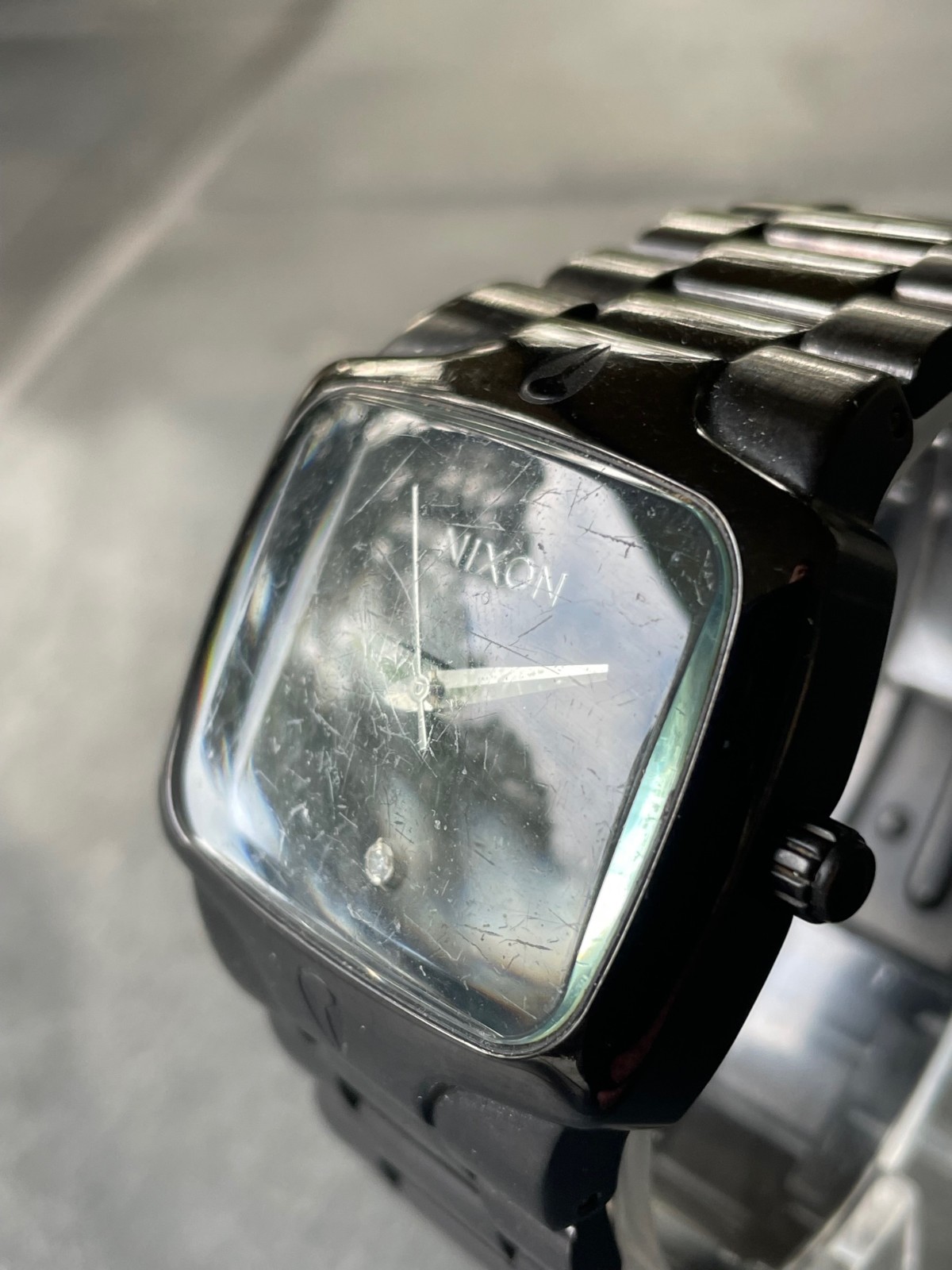 NEEDS BATTERY NIXON The Small Player Black Stainless Steel Analog Watch 40mm