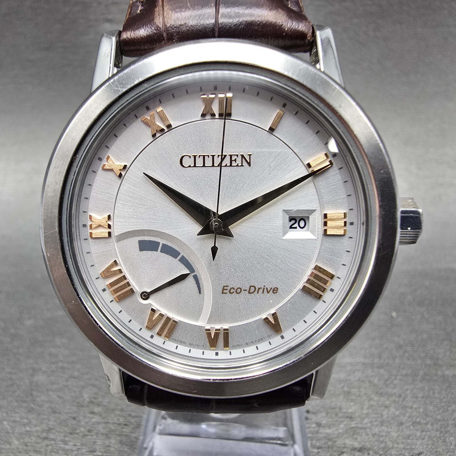 Citizen Eco-Drive Watch Men 41mm Silver Dial Silver Tone Date AW7020-00A Runs