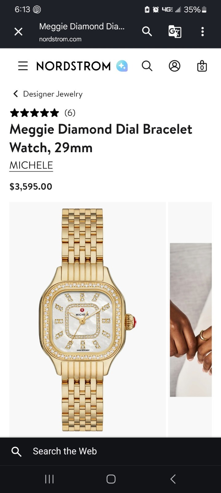 Michele Meggie Diamond Gold Stainless Steel Women’s Watch MWW33B000003