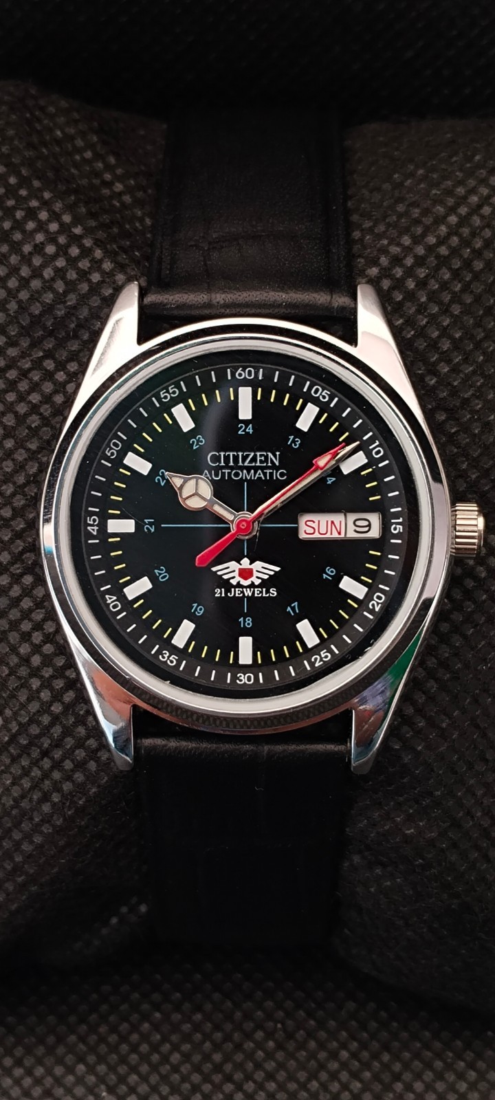 Vintage Automatic Citizen Japan Made Black Dial Day/ Date Men’s Wrist Watch