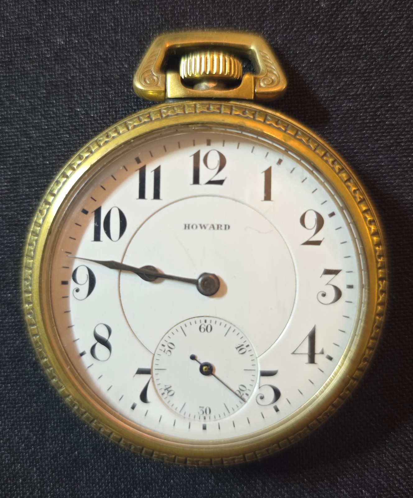 Howard Pocket Watch 16S 17J Checkerboard mvm’t pattern, Keystone base metal case