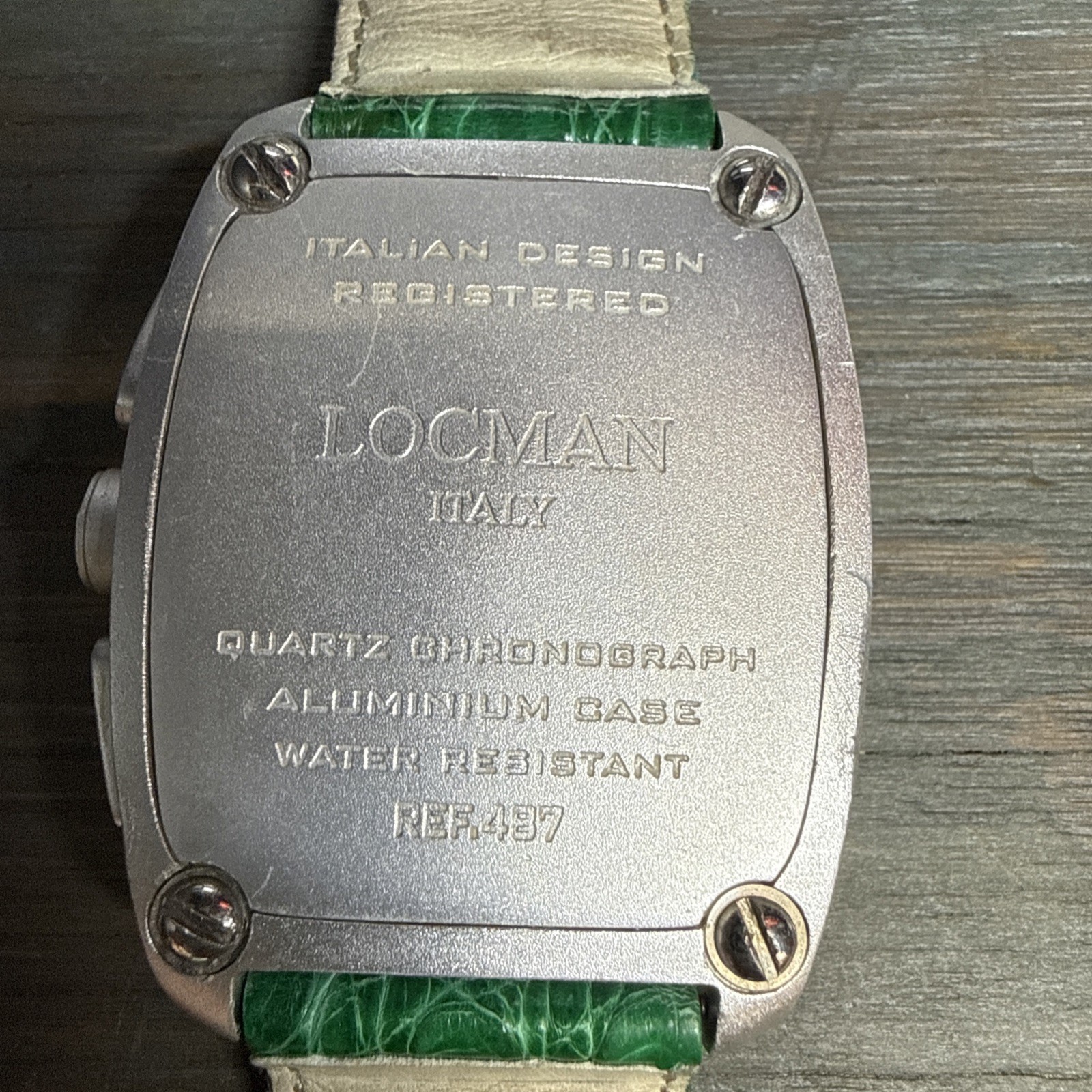 Locman Italy Sport Tonneau Chronograph Ref 487 Yellow Dial Watch