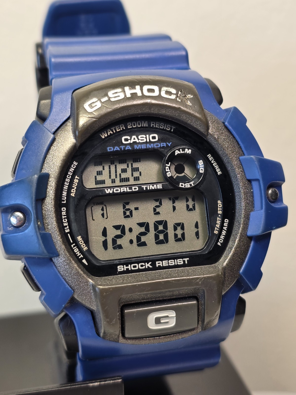Casio G-Shock G-2200 2253 Watch Men 49mm Blue Data Memo Alarm Chrono New Battery