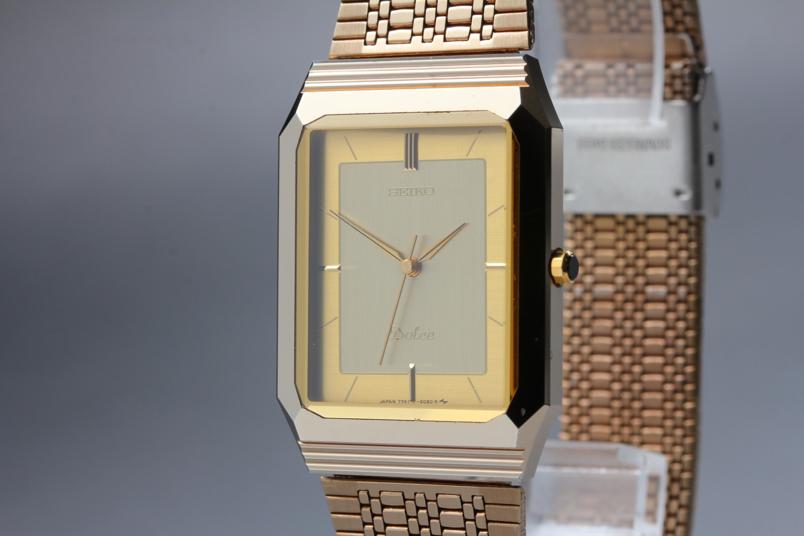 Vintage 1980s Seiko Dolce 7741-508A Gold Tank Quartz Men’s Watch From JAPAN