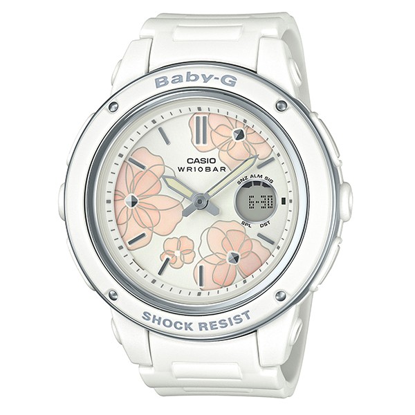 new CASIO BABY G BGA 150FL 7AJF floral dial series flower pattern white ladies’