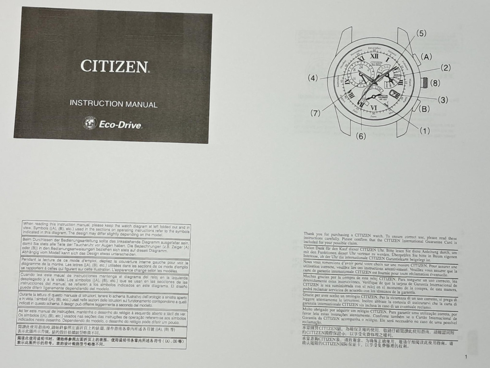 Citizen Eco-Drive Perpetual Calendar E870 Men’s Watch, White Dial, Box & Manual