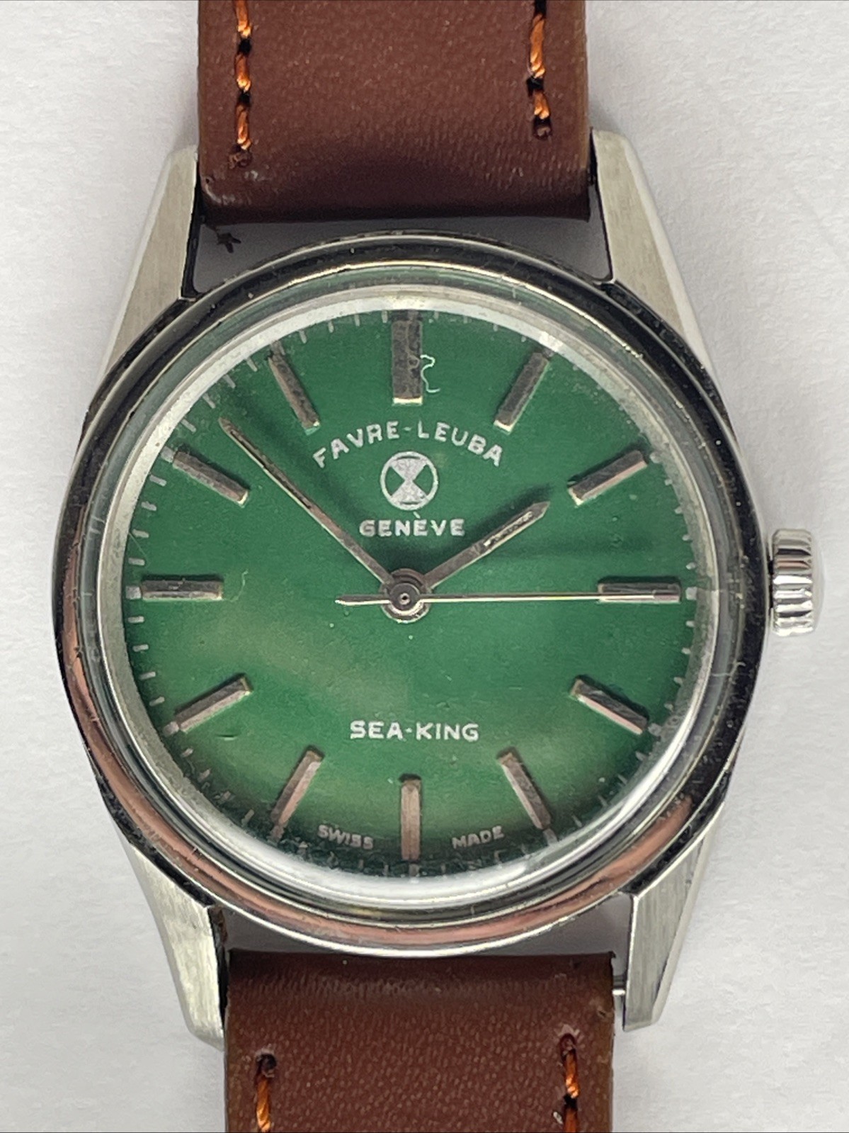 Favre Leuba Geneve Sea King Watch Swiss Water Proof Hand Winding Mens Vintage