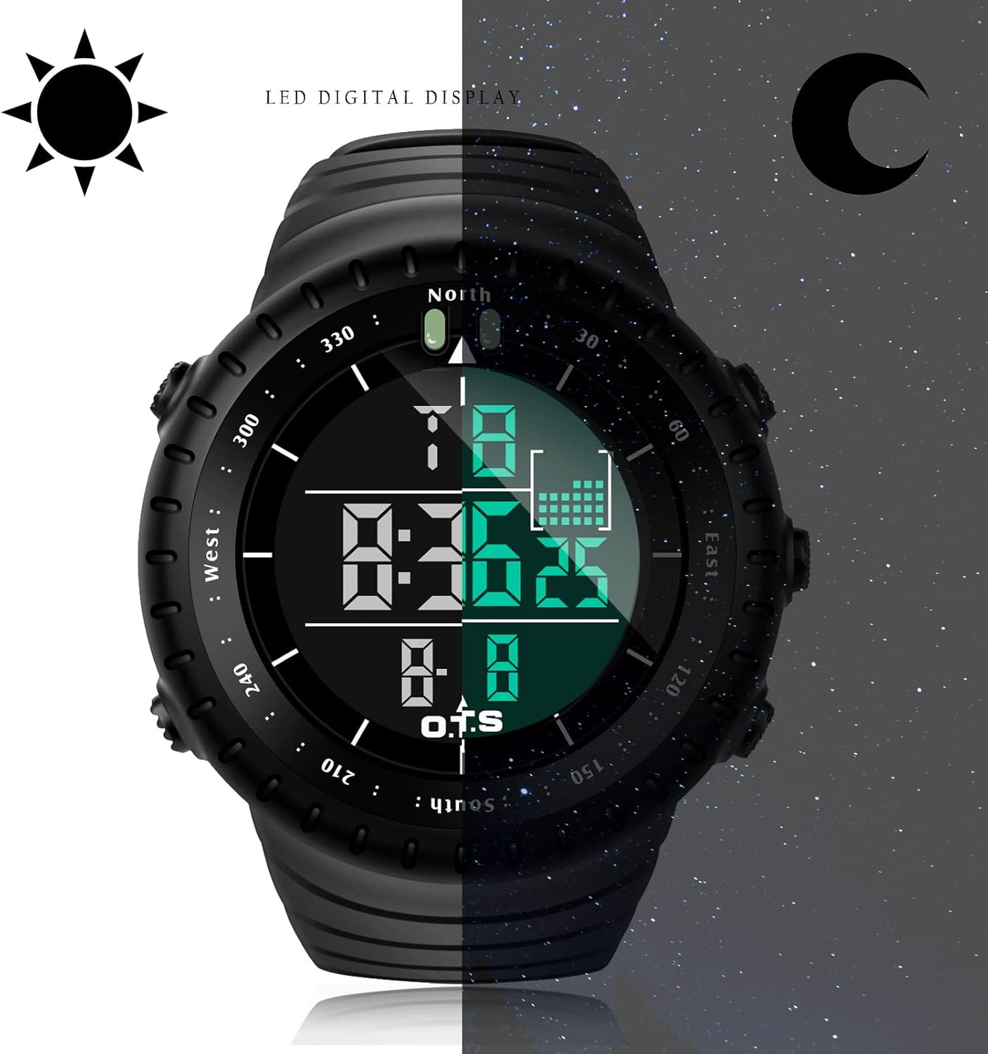 PALADA Men’S Digital Sports Watch Waterproof Tactical Watch with LED Backlight W