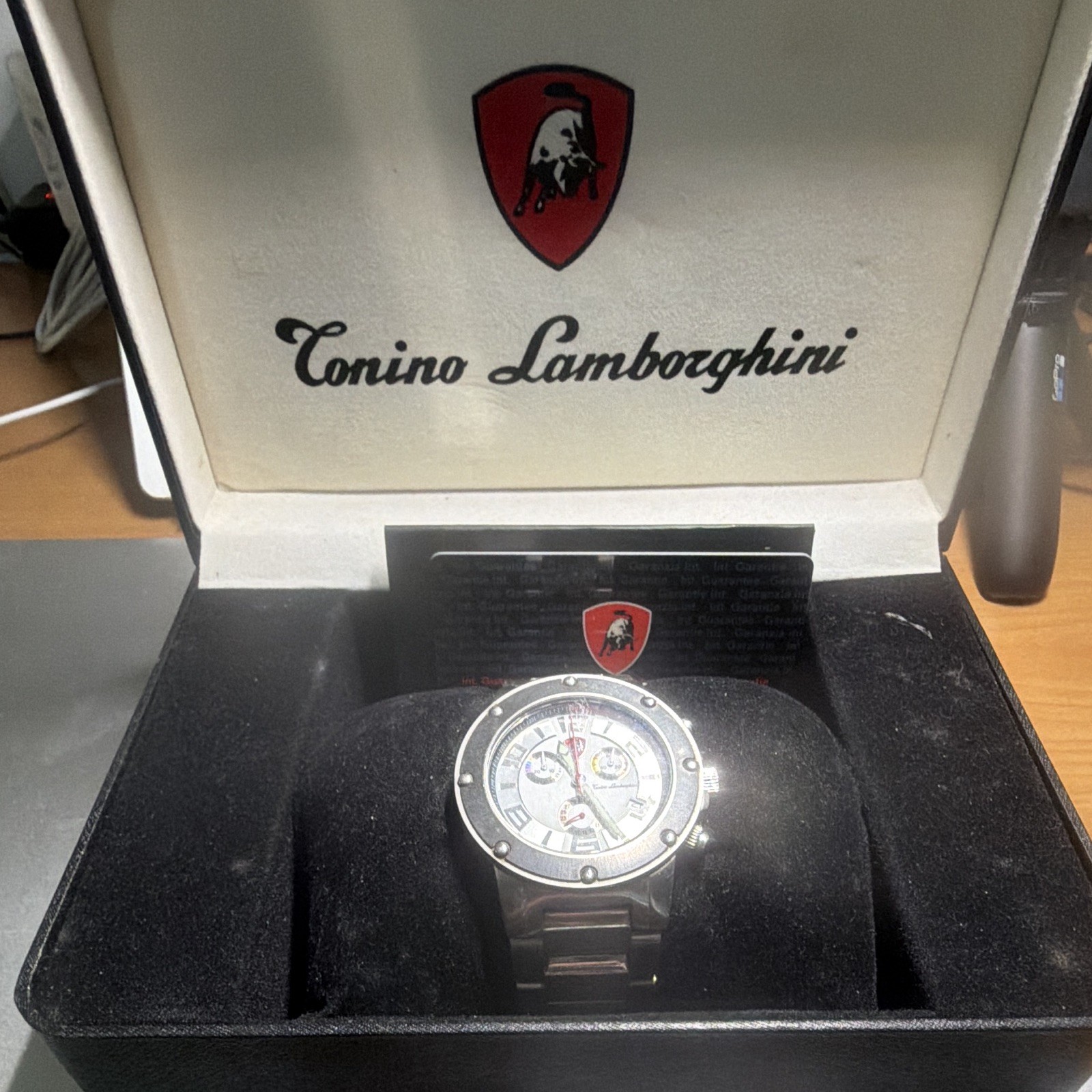 Tonino Lamborghini Men’s Chronograph Quartz 44mm SS Silver 100m Box Papers