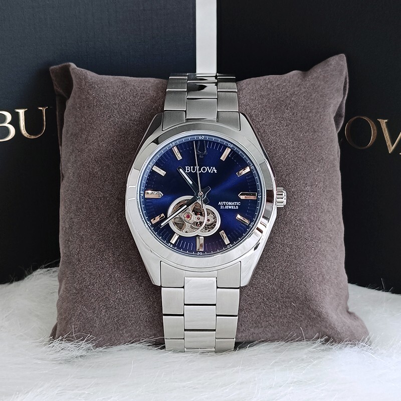 Men’s Bulova Surveyor Blue Classic Chronograph 96A275 Automatic New Watch 42mm