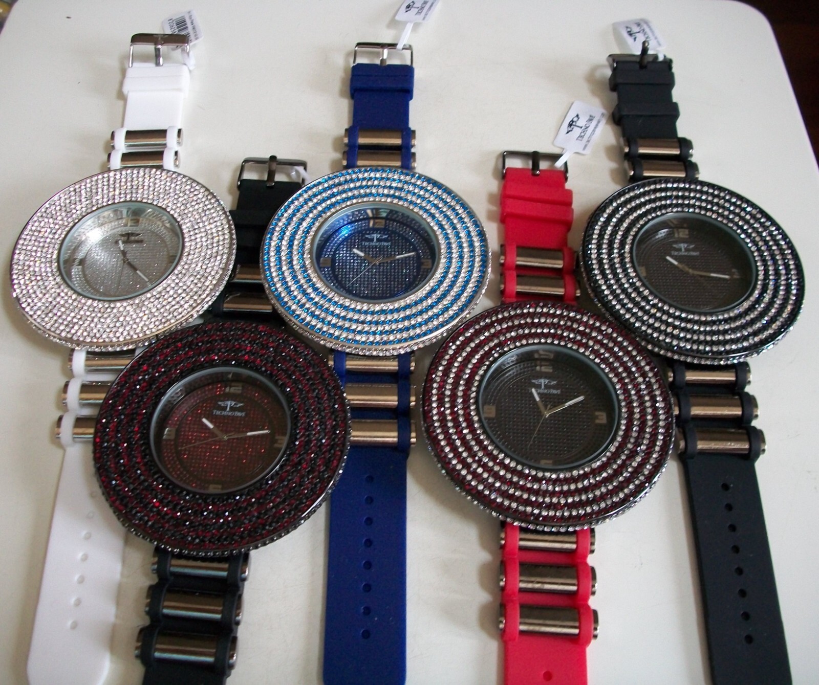 Men’s Stone 8 Row TECHNO PAVE Fashion Party Dressy Hip Hop Watch