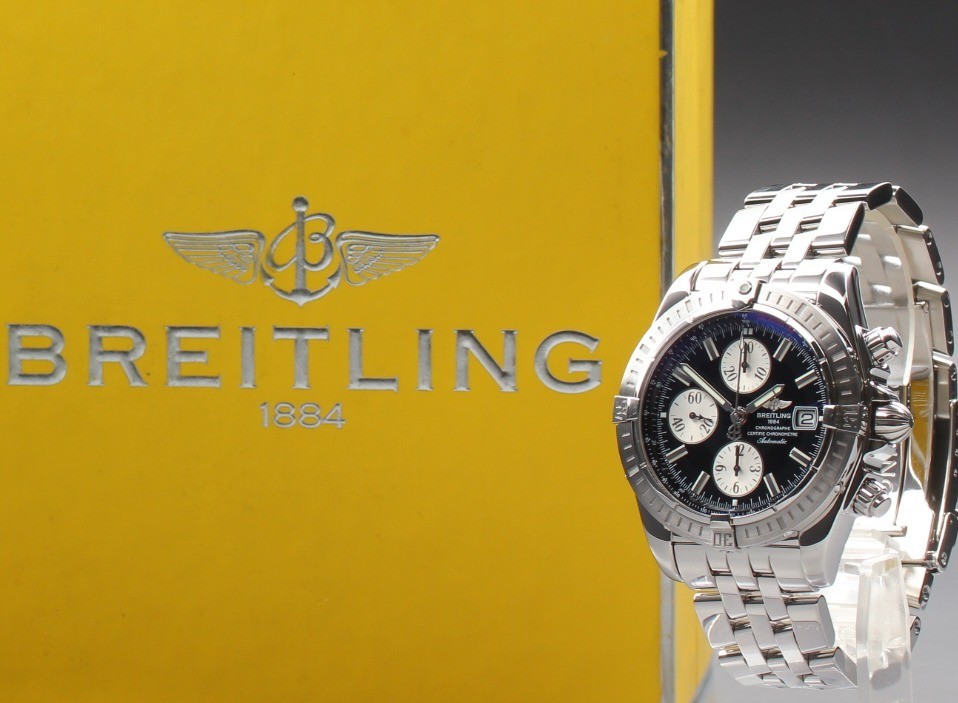 BREITLING Chronomat Evolution A13356 Chronograph Black AT 43mm Men’s Watch [Box]