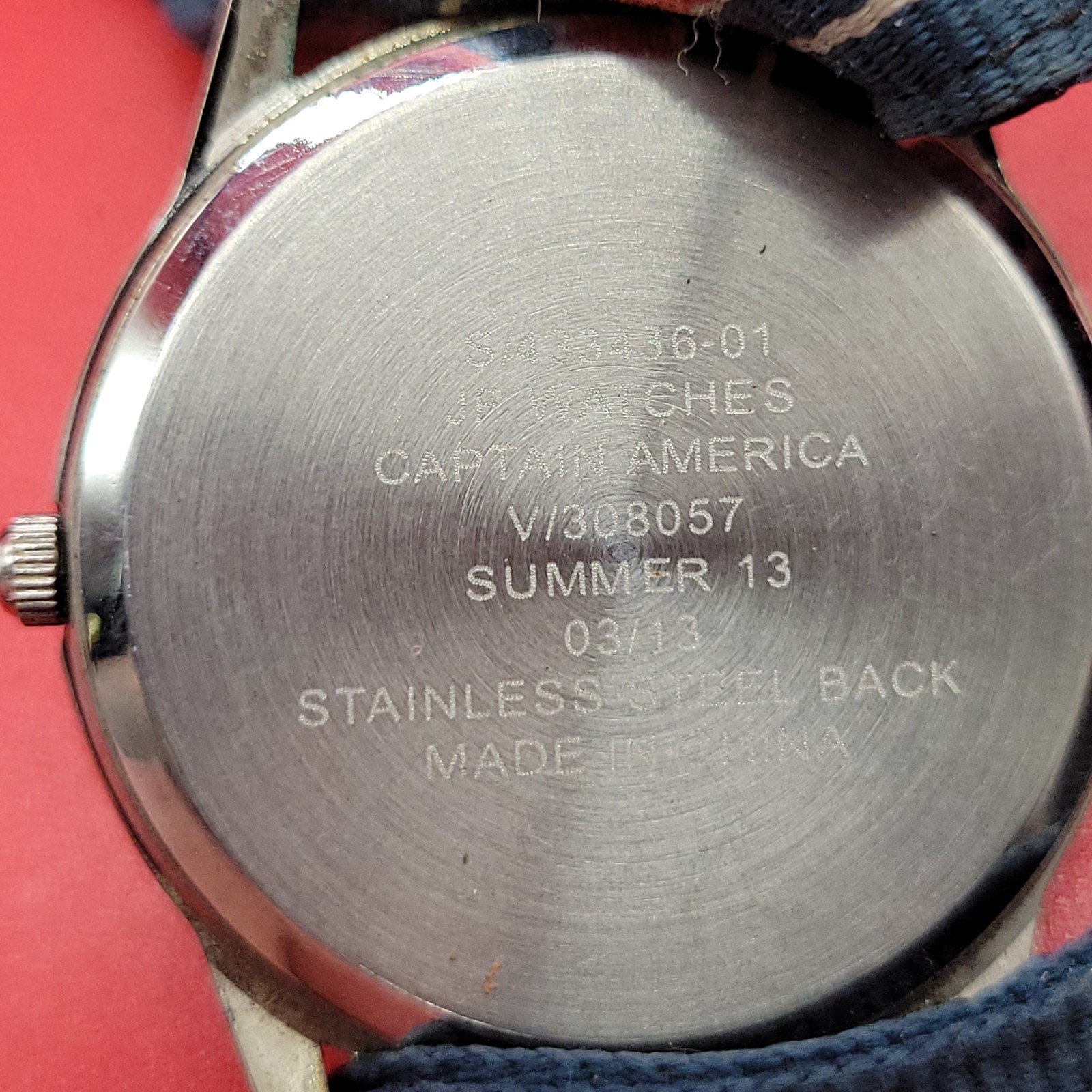 Captain America Watch Red White & Blue Striped Buckle Band Patriotic Summer 2013