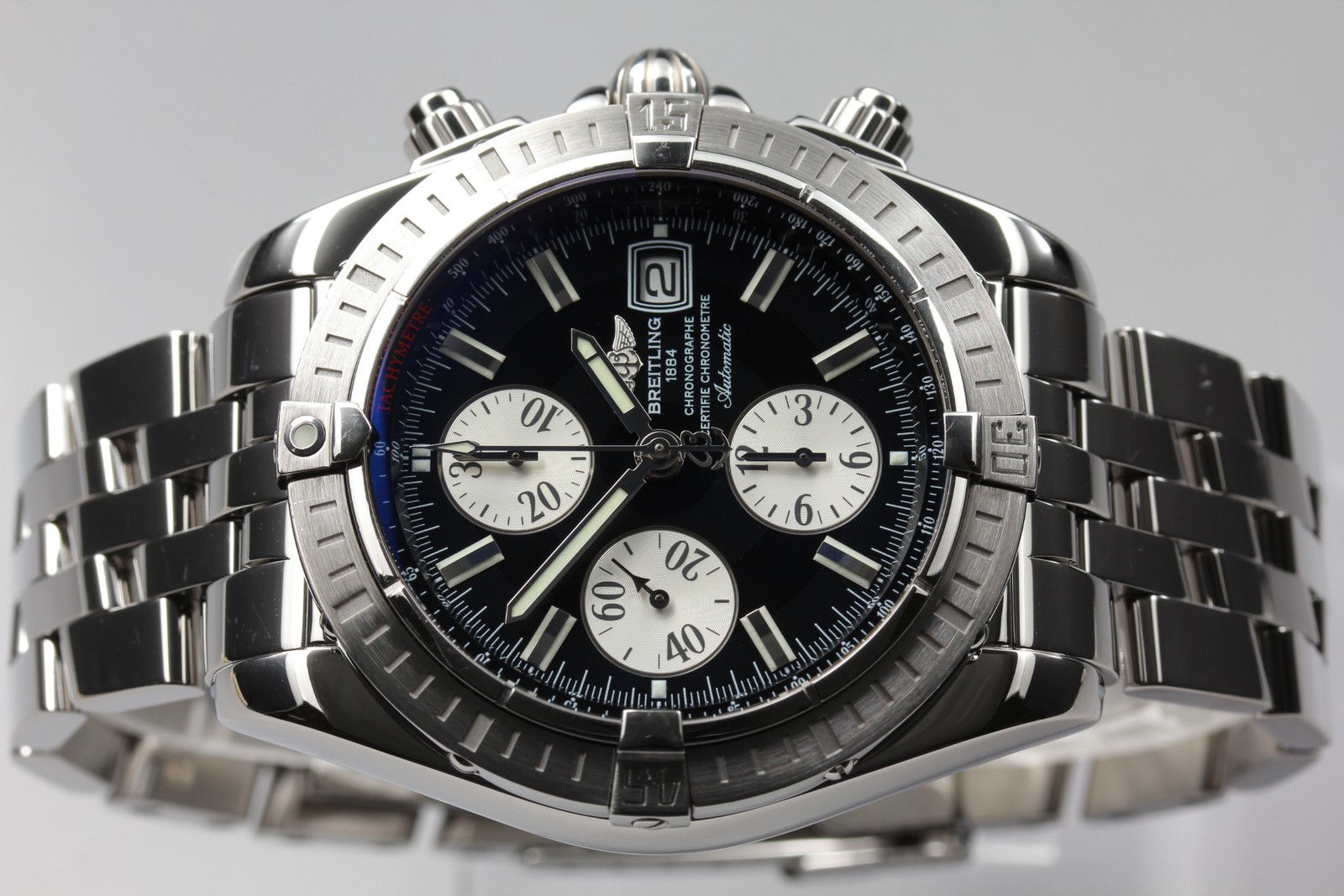 BREITLING Chronomat Evolution A13356 Chronograph Black AT 43mm Men’s Watch [Box]