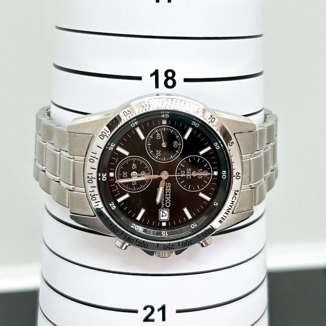 Excellent condition working item Seiko wristwatch chronograph date 7T92 0DW0 men