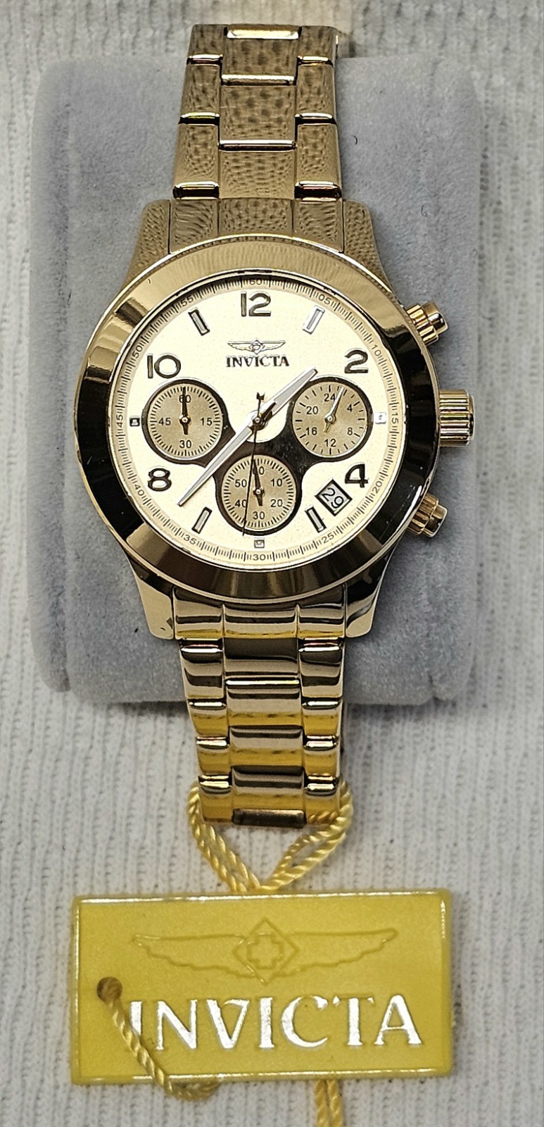 Invicta Angel Gold Tone Ladies Watch #19217 Tritnite Night Glow NWT Flame Fusion