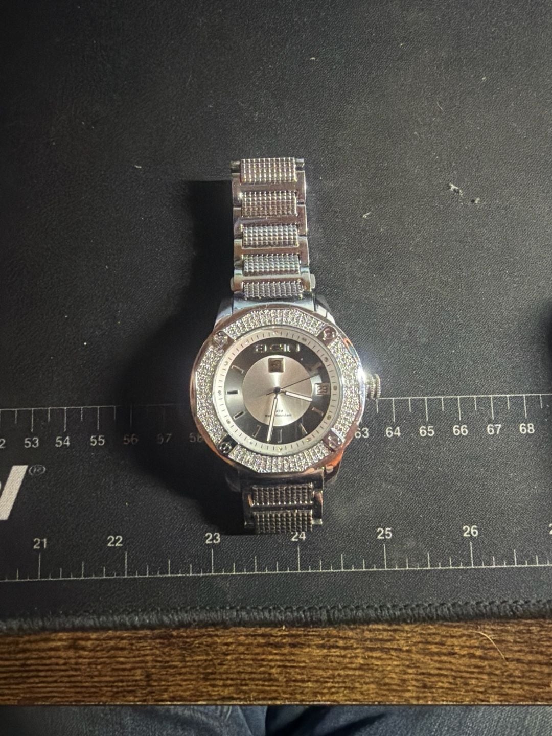 Elgin Men’s Crystal Bezel Silver Tone Analog Watch FG160032