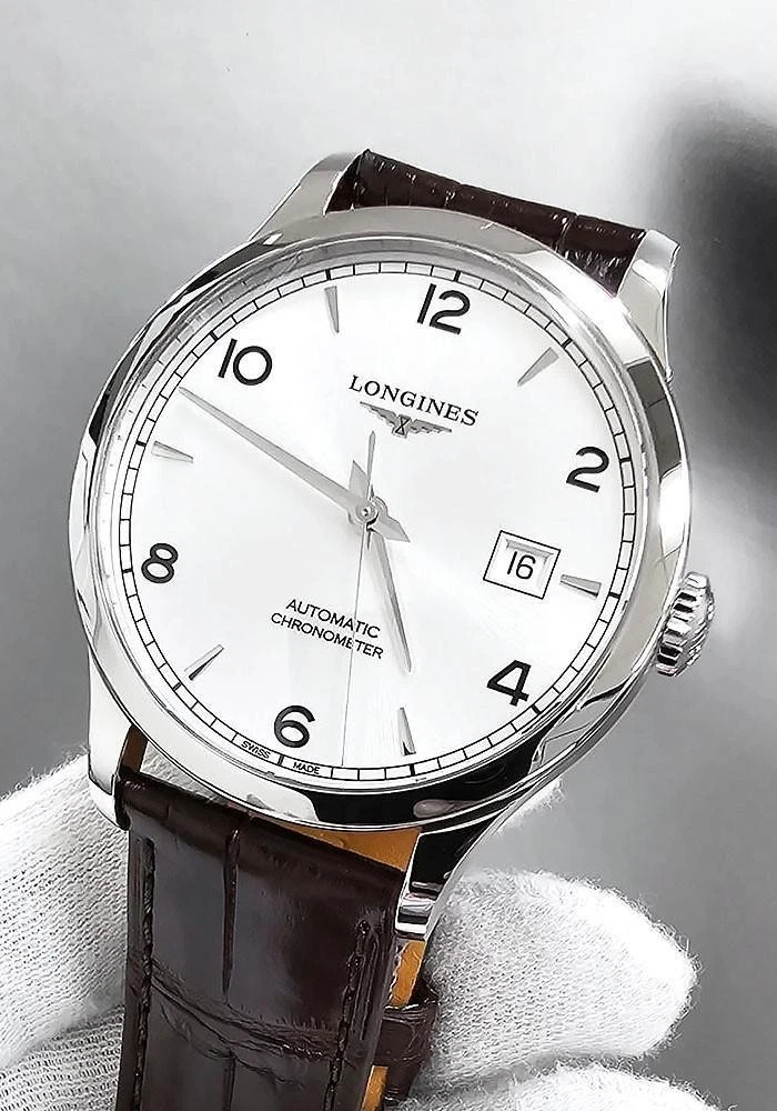 Longines Record 40MM Silver Dial Leather Men’s Watch L28214762 / L2.821.4.76.2