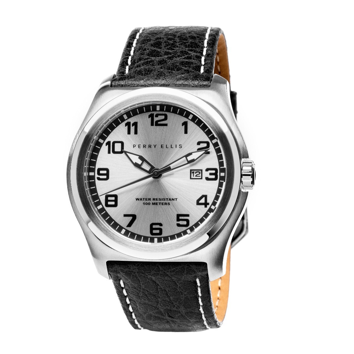 Perry Ellis Memphis Mens Watch 44mm, SS Case Black Leather (PEW04002-01) Invicta