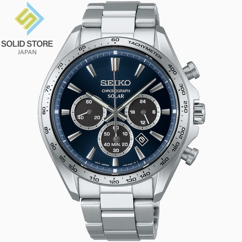 SEIKO Selection SBPY183 Stainless Steel Solar Chronograph Blue Dial Watch 42.2mm
