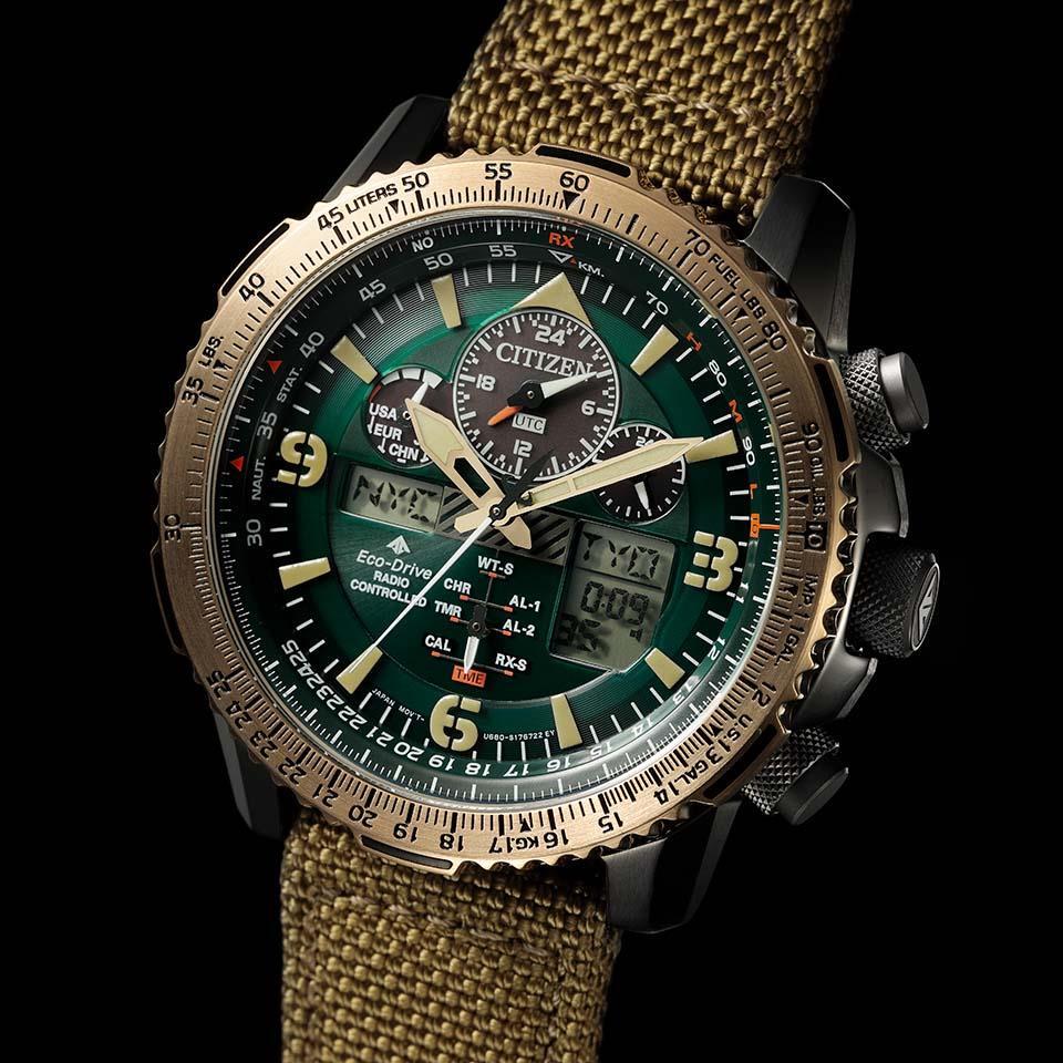 CITIZEN PROMASTER JY8074-11X Eco-Drive SKY Radio Solar Watch U680 Green Dial