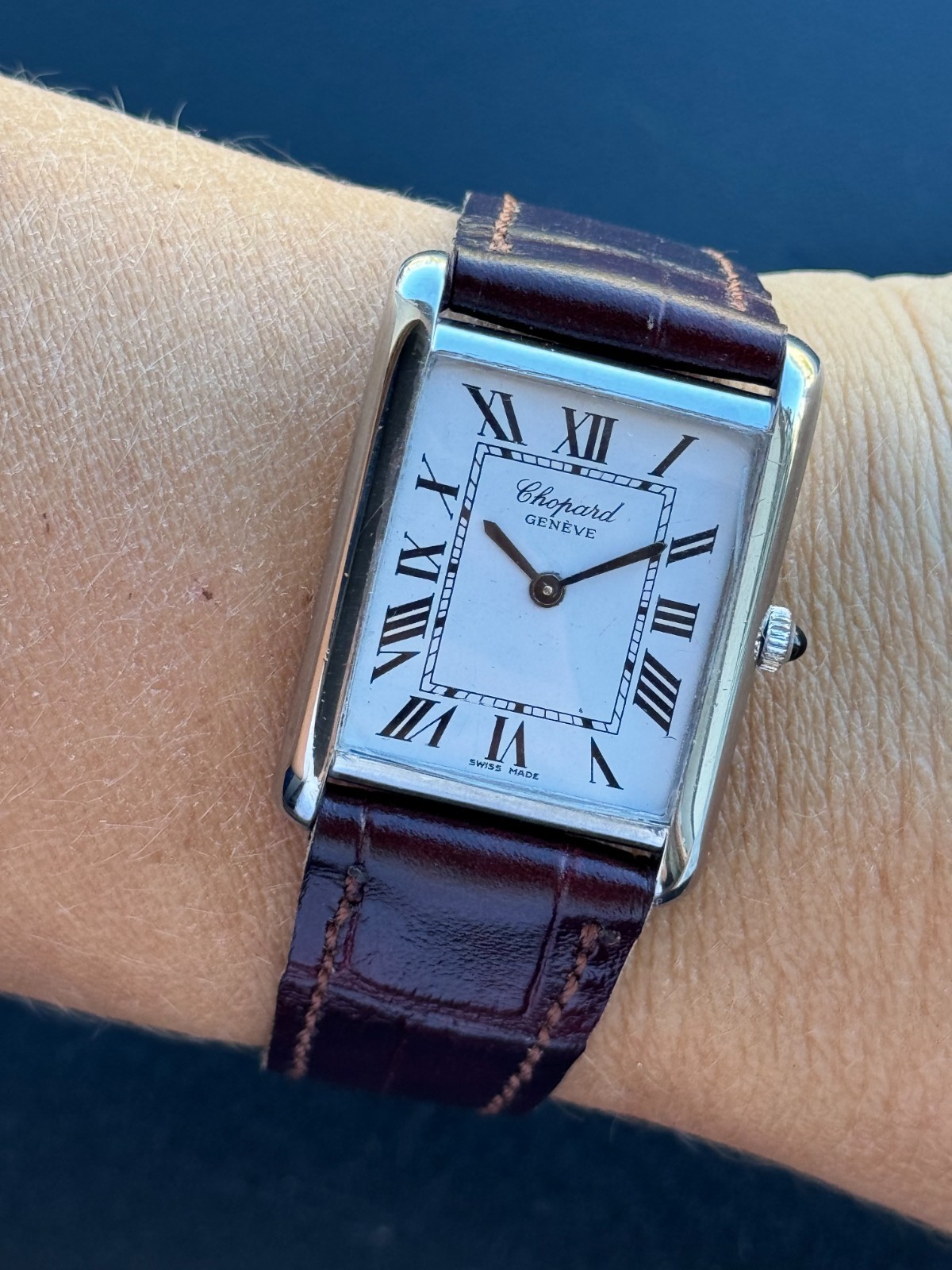 Chopard Tank Watch Manual Cal.895 Mens 8014 1 Swiss Made Year 1980 Rectangular