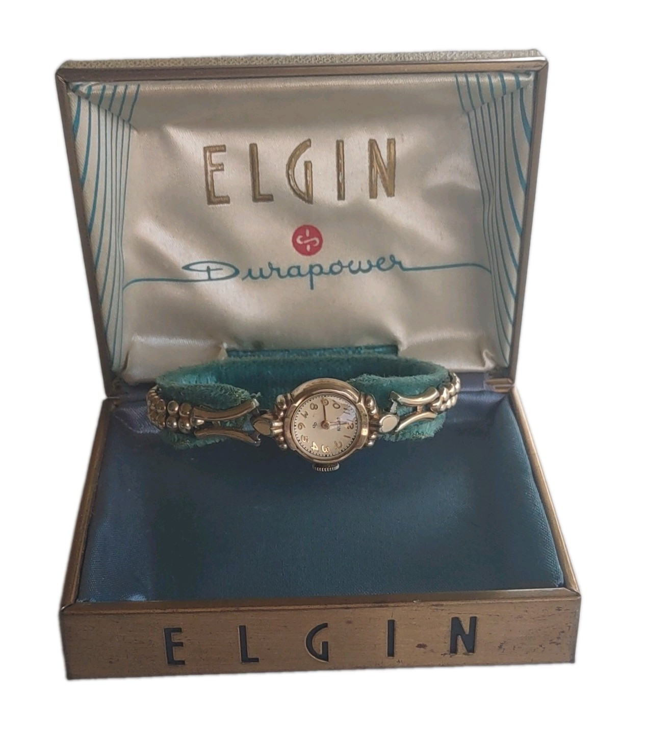 Elgin Durapower Women’s Vintage Dress Manual Watch Gold Bracelet w/ Box