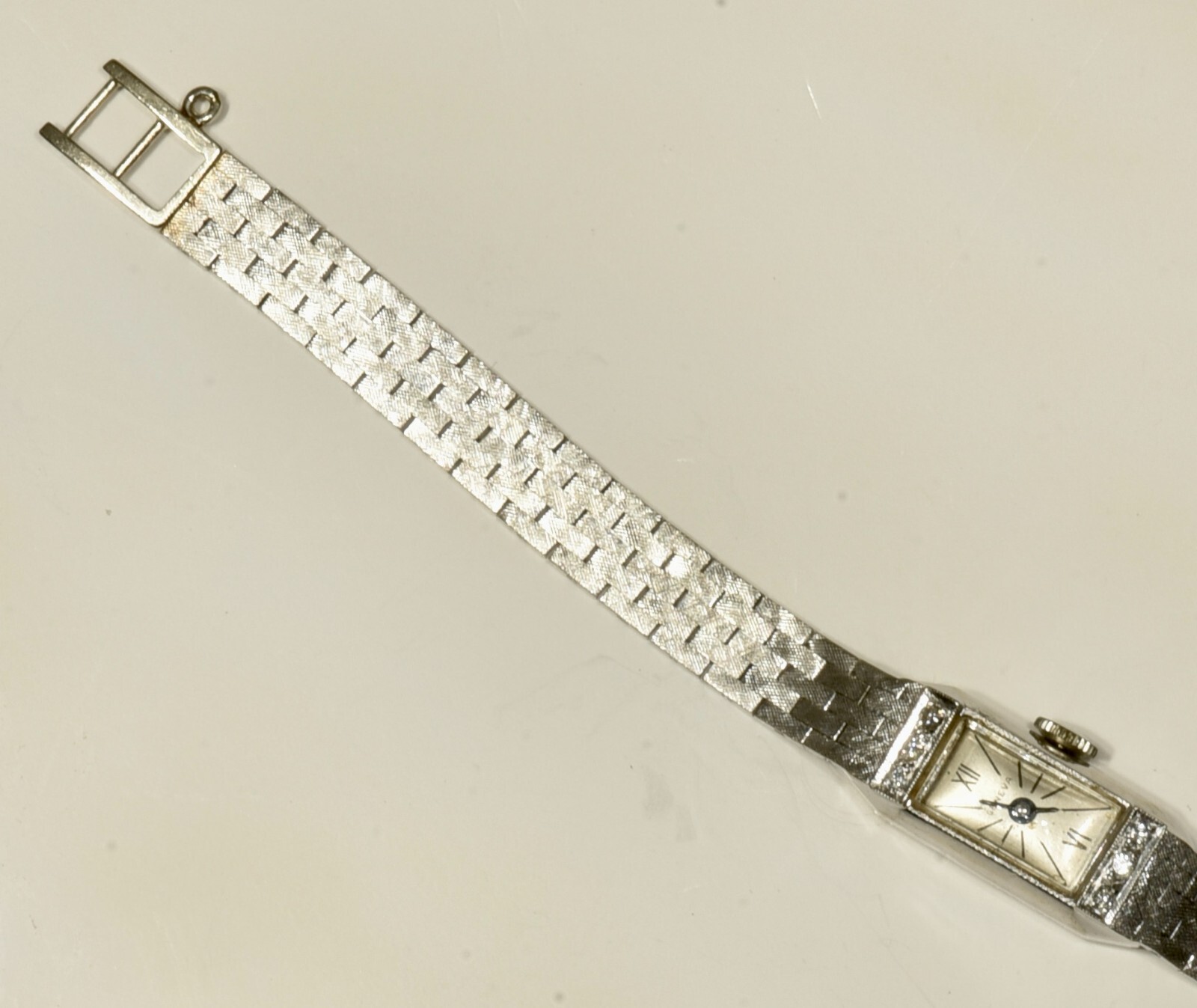 19.5 Gram 14k White Gold Geneva Ladies Natural Diamond Watch For Repair Parts