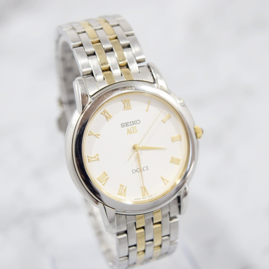[Mint] Vintage 1995 SEIKO Dolce AGS 4M21-0A10 Men’s Qz Watch New Batt With Box