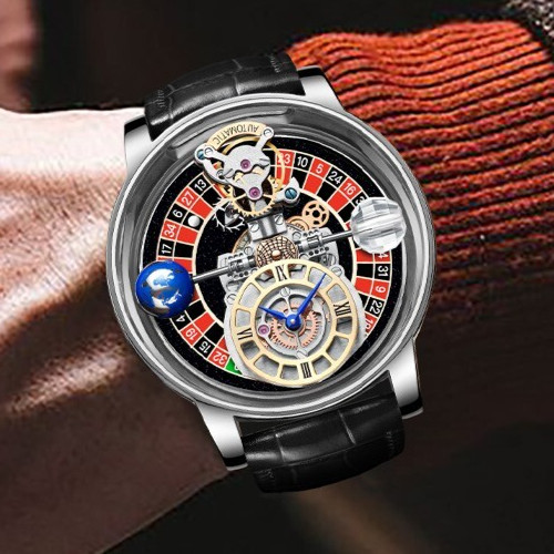 PINDU Men’s Luxury Formal Celestial Wrist Watch 46mm Stainless Steel Case 3ATM