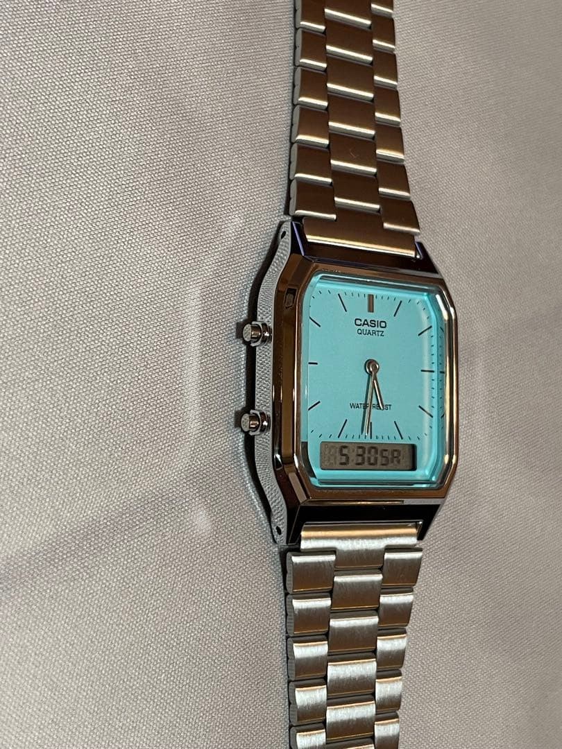 CASIO Turquoise Dial Analog Digital Quartz Wristwatch