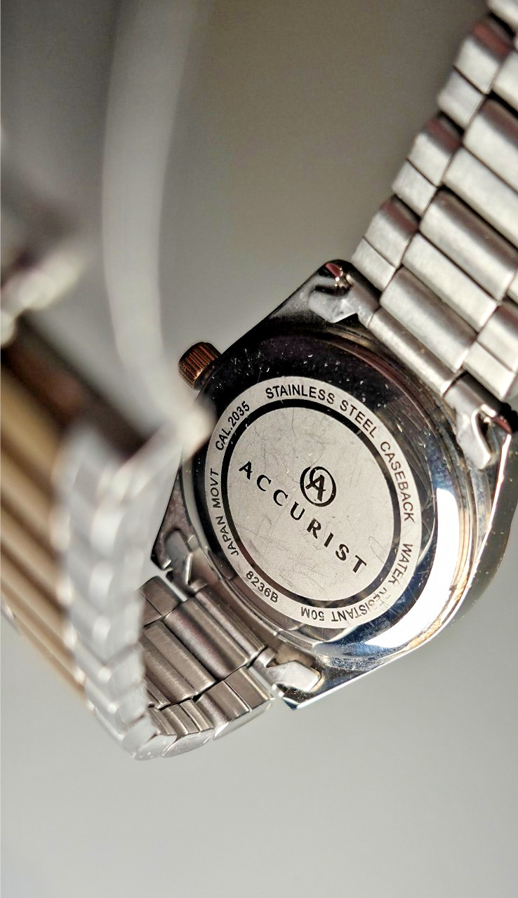 Accurist Two Tone & Crystal Bezel Shell Effect Dial Womans Quartz Wrist Watch